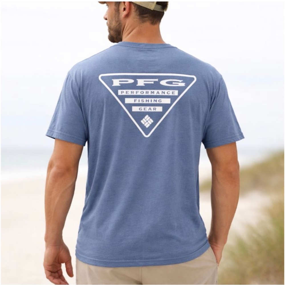 COLUMBIA PFG Performance Sportswear Blue Crewneck Size L Fishing Athletic Tee